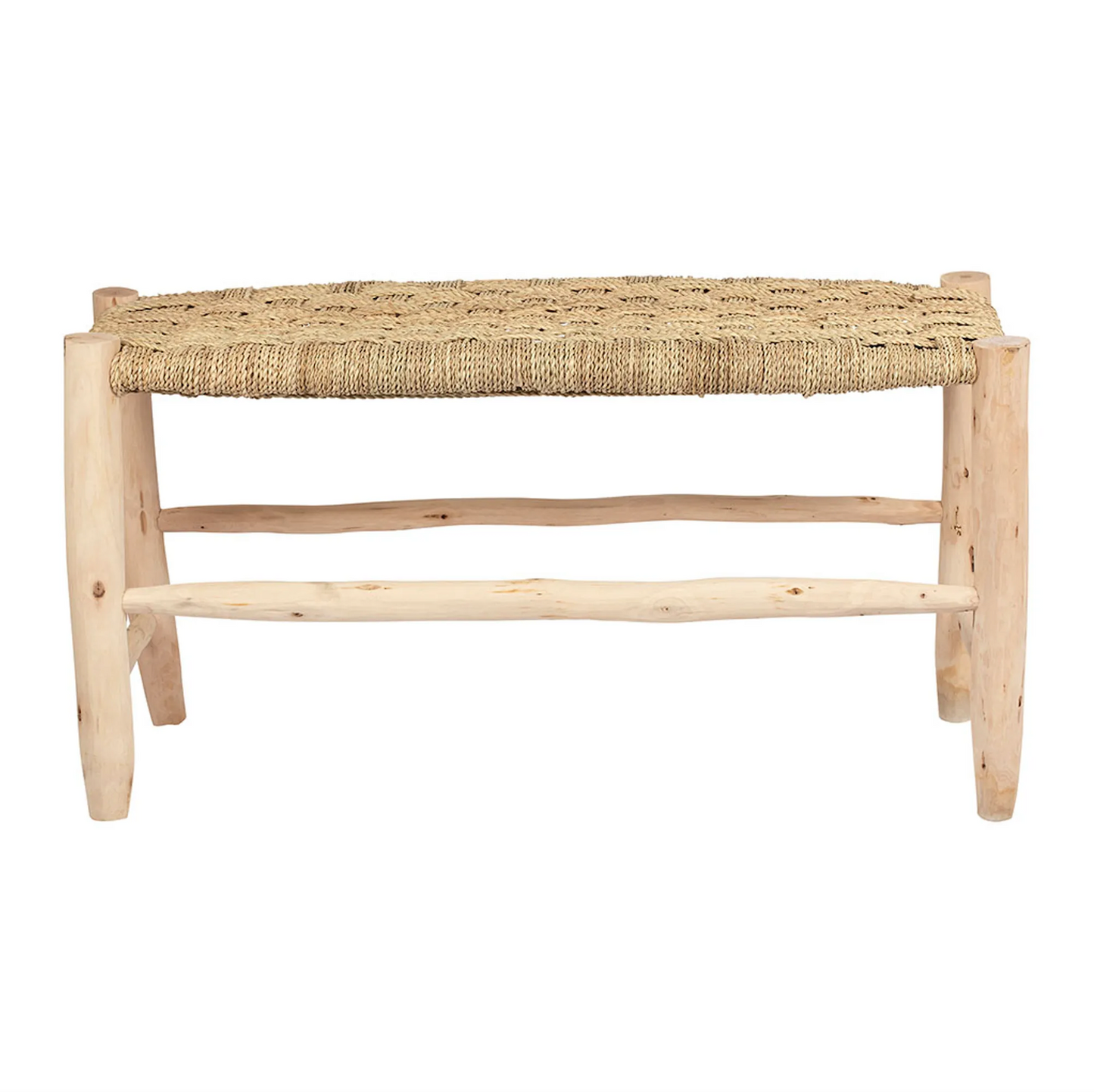 Banc "Amine" en bois naturel, corde et doum - 120cm