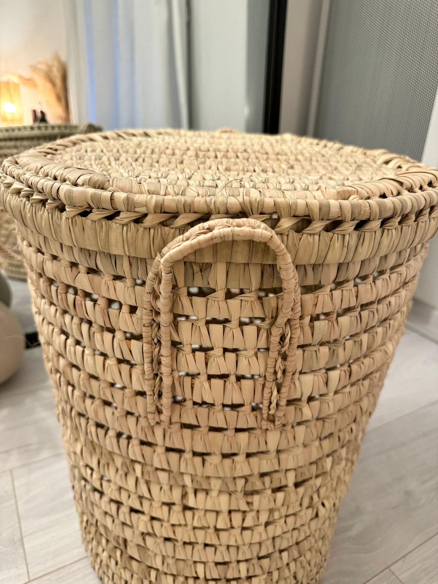 Panier à linge ovale, panier de rangement en doum