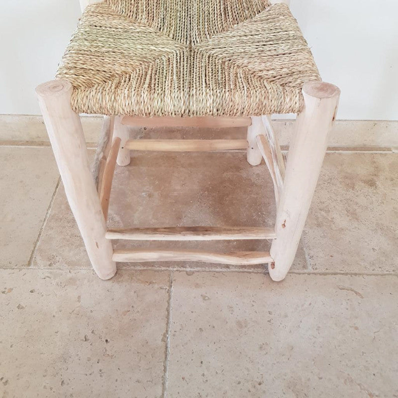 Chaise de salle à manger "Sofiane" en bois naturel, corde et doum