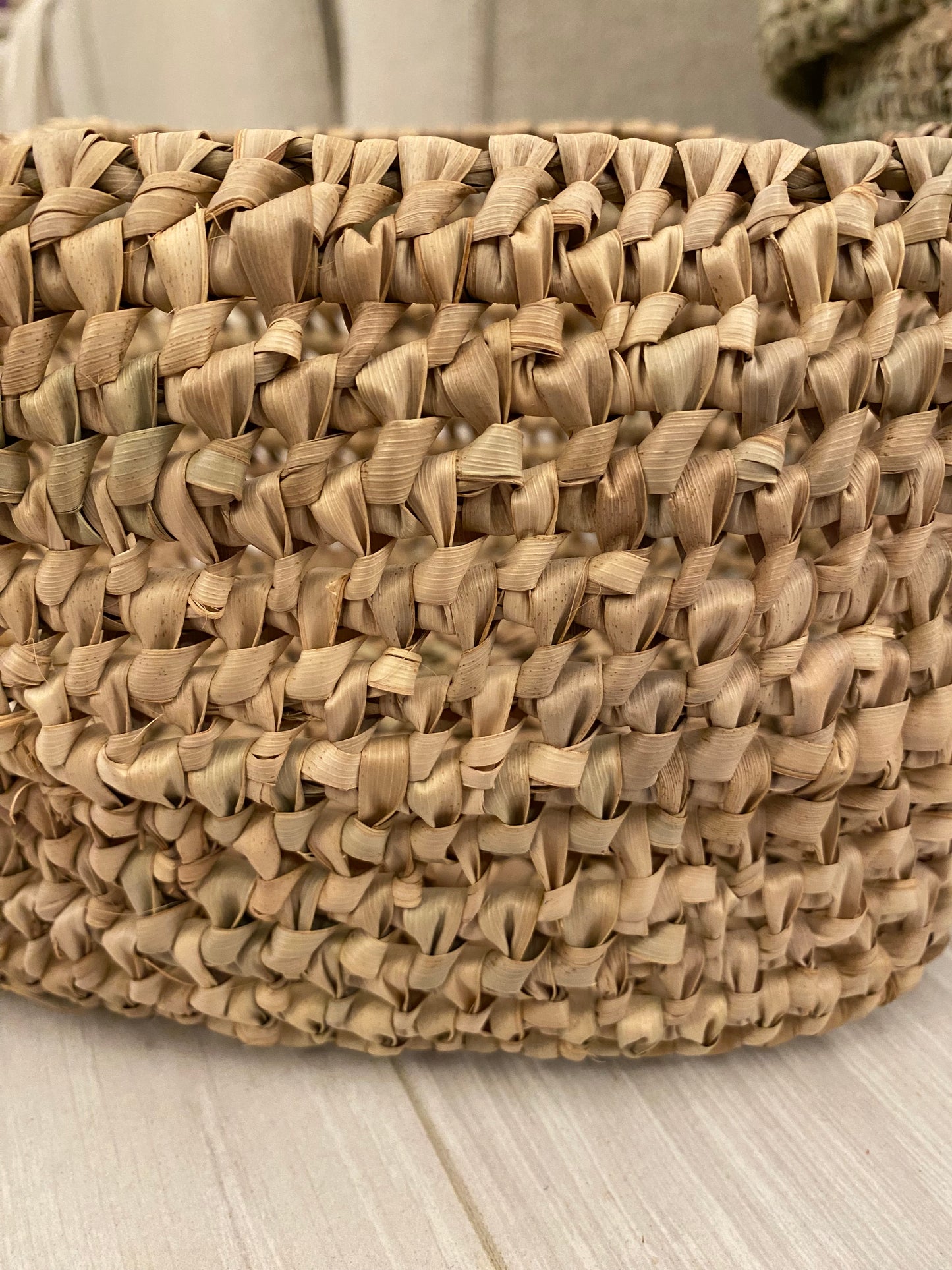 Panier de rangement "Salé" carrée à couvercle en paille et feuille de palmier - Lot de 2