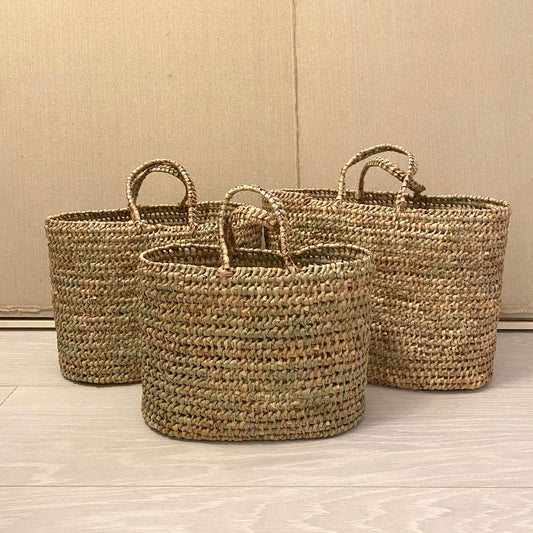 Panier "Tanger" en paille et doum - Lot de 3