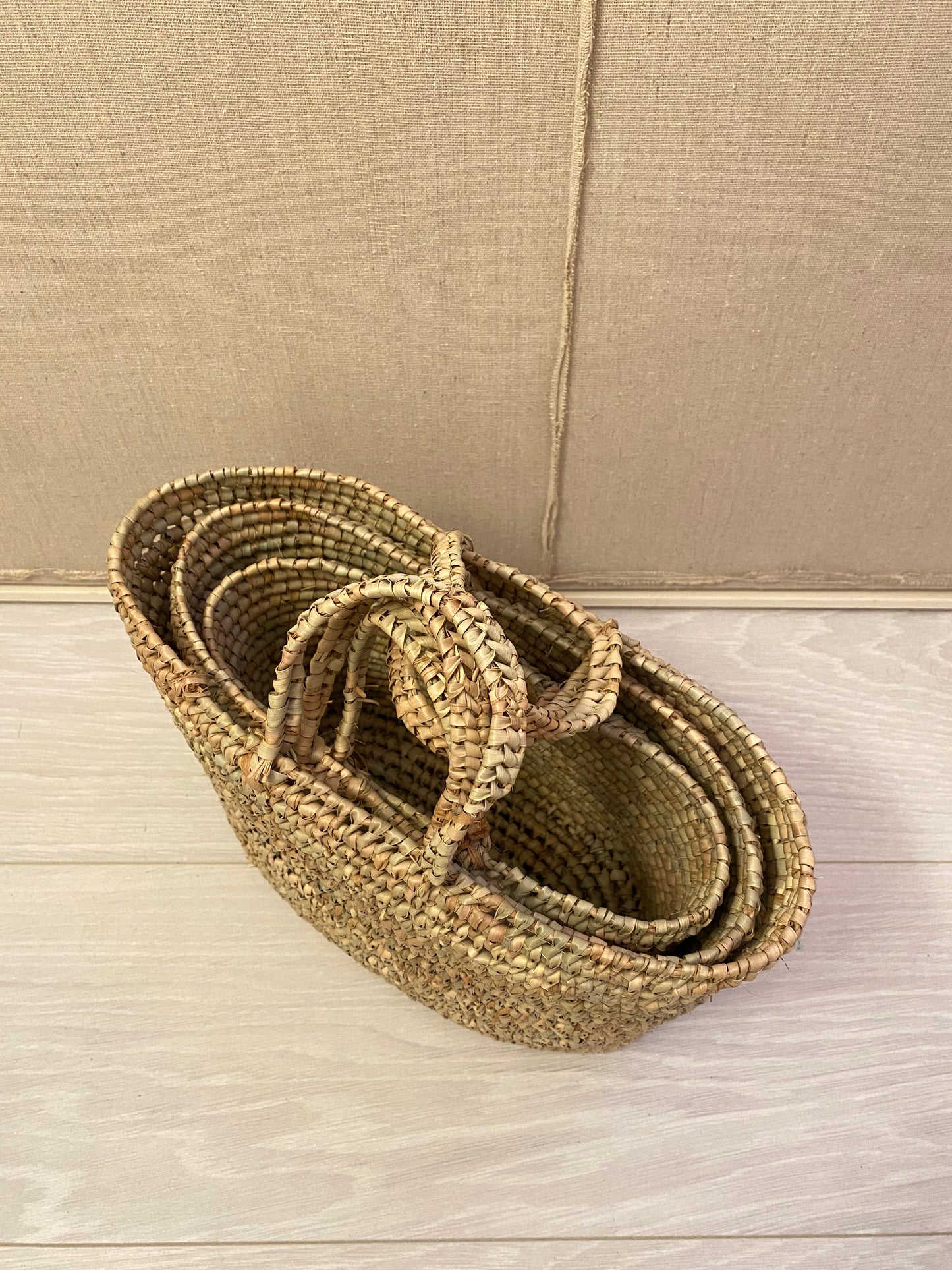 Panier "Tanger" en paille et doum - Lot de 3