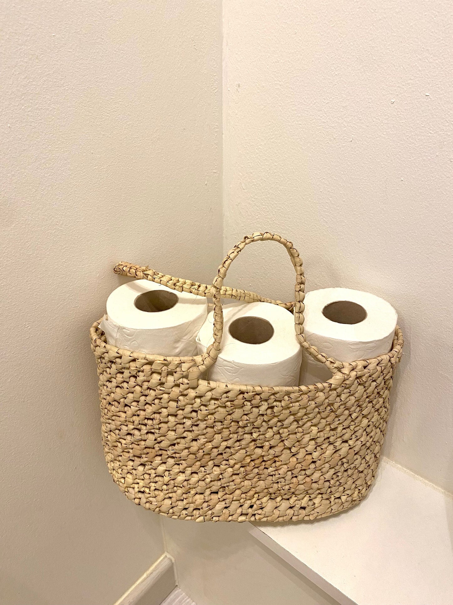 Petit panier Casablanca : tressé en paille et feuille de palmier