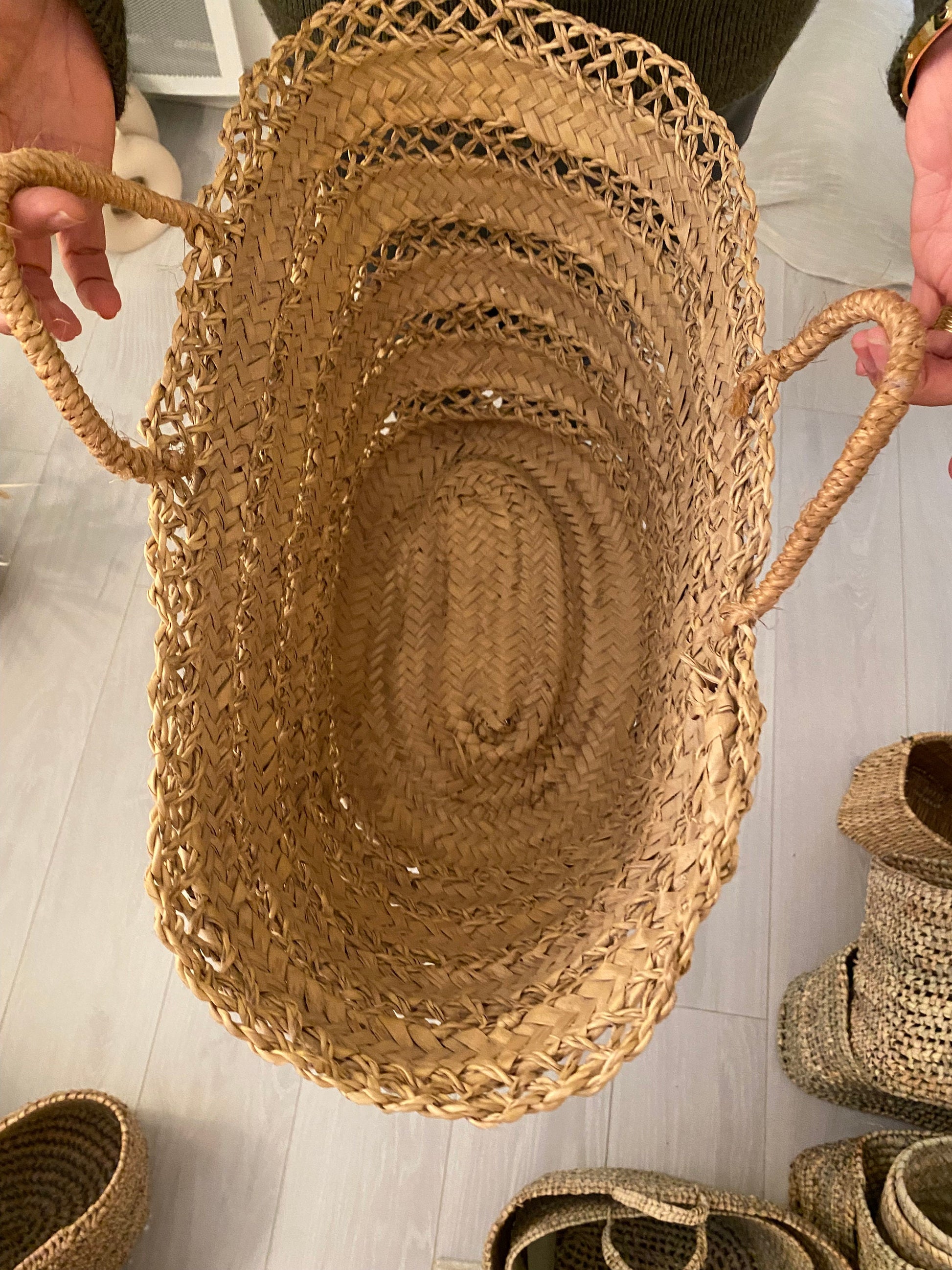 Panier, sac ajouré "El Jadida" tressé en doum