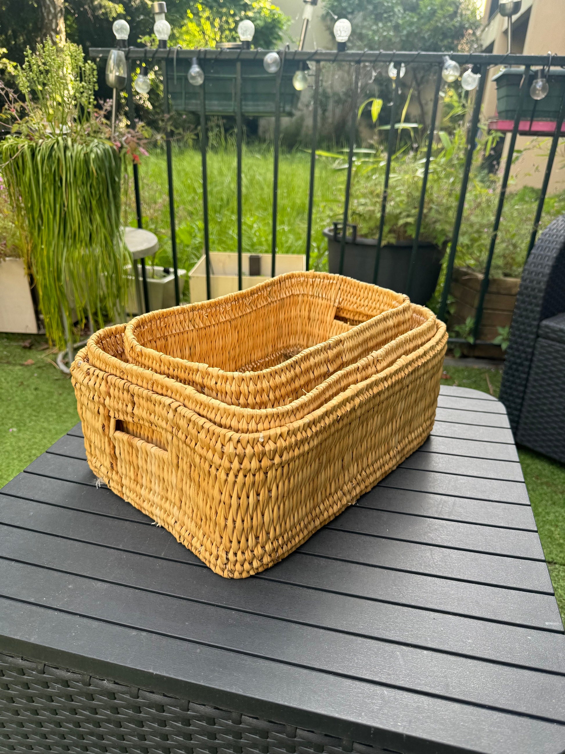 Panier, corbeille de rangement en osier rectangulaire - Lot de 3