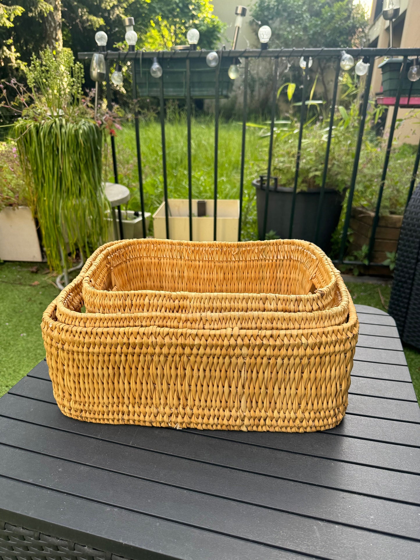 Panier, corbeille de rangement en osier rectangulaire - Lot de 3