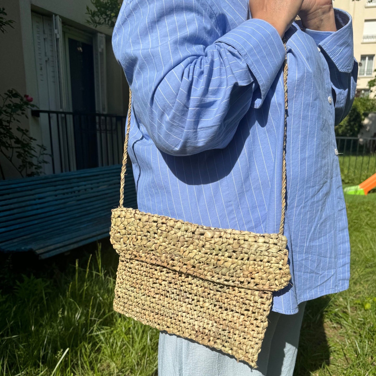 Sac bandoulière bohème "Itzer" tressé en doum